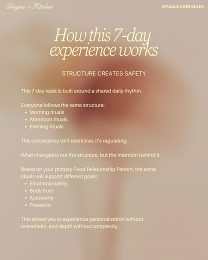 Pre-Order Rituals Over Rules: A 7-Day Reset for Nervous System Safety, Structure &amp; Coming Home to Yourself